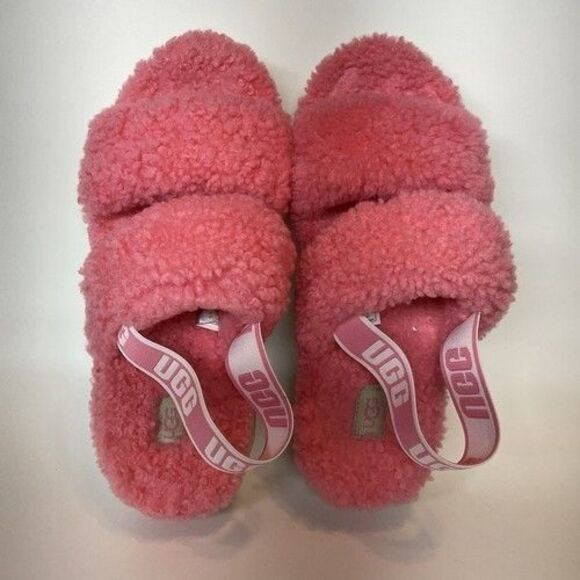UGG Oh Fluffita Pink/Rose Shearling Platform Slide Sleeper Sandal Women Size 10 - Picture 10 of 14